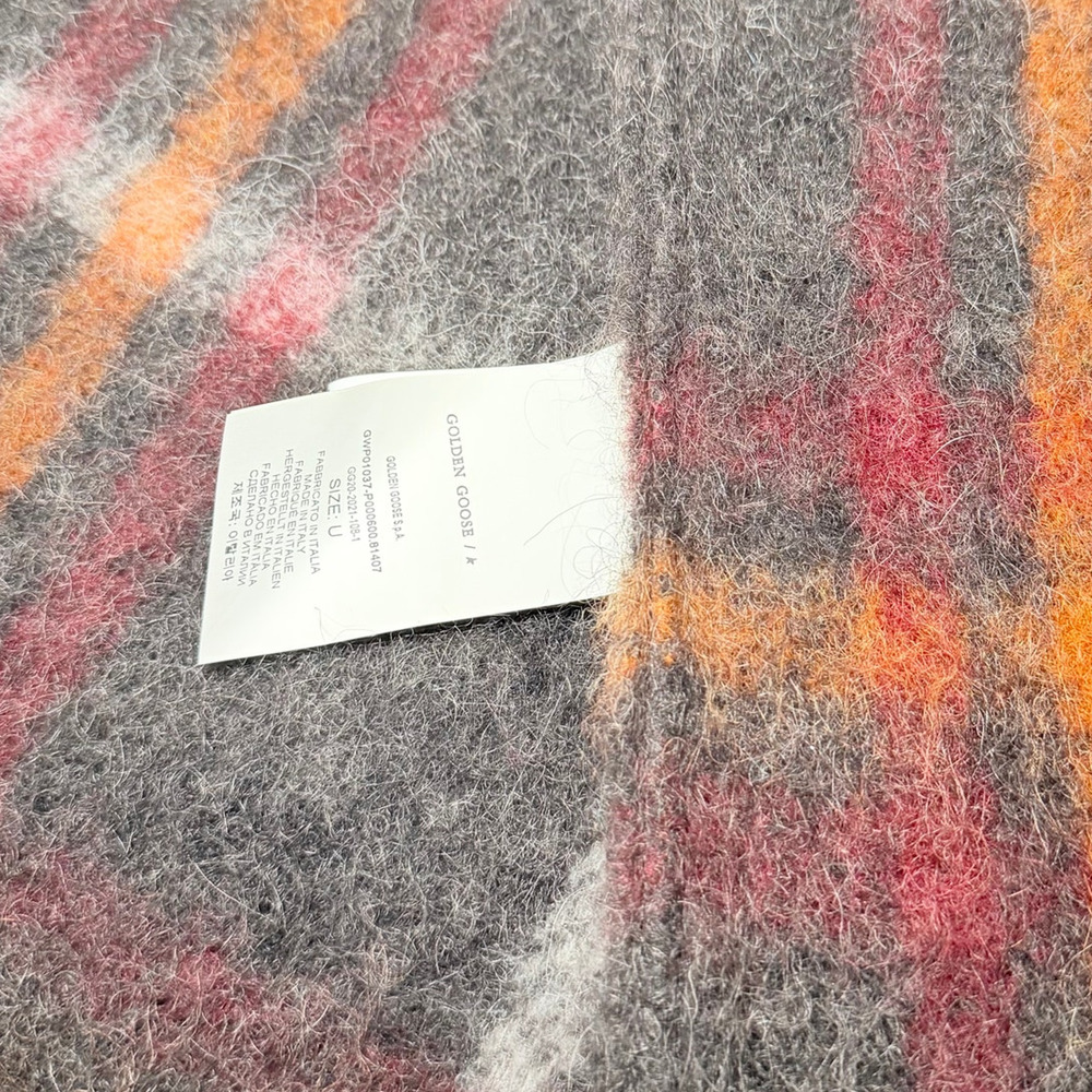 Golden Goose Alpaca Mohair Plaid Wrap Shawl Cape One Size Quiet Luxury Italy - Picture 9 of 12